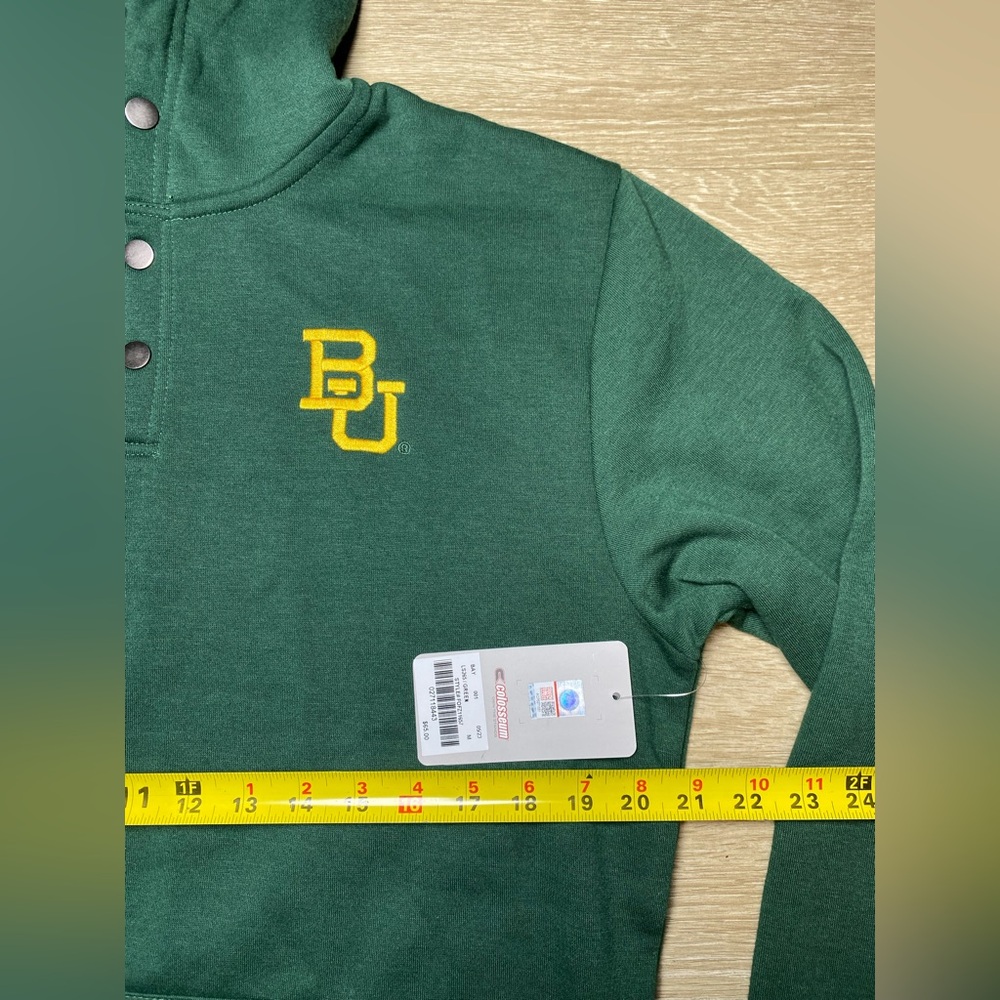 Colosseum Men's Medium Baylor Bears BU Logo 1/4 Snap Pullover Sweatshirt Hoodie - Picture 6 of 11